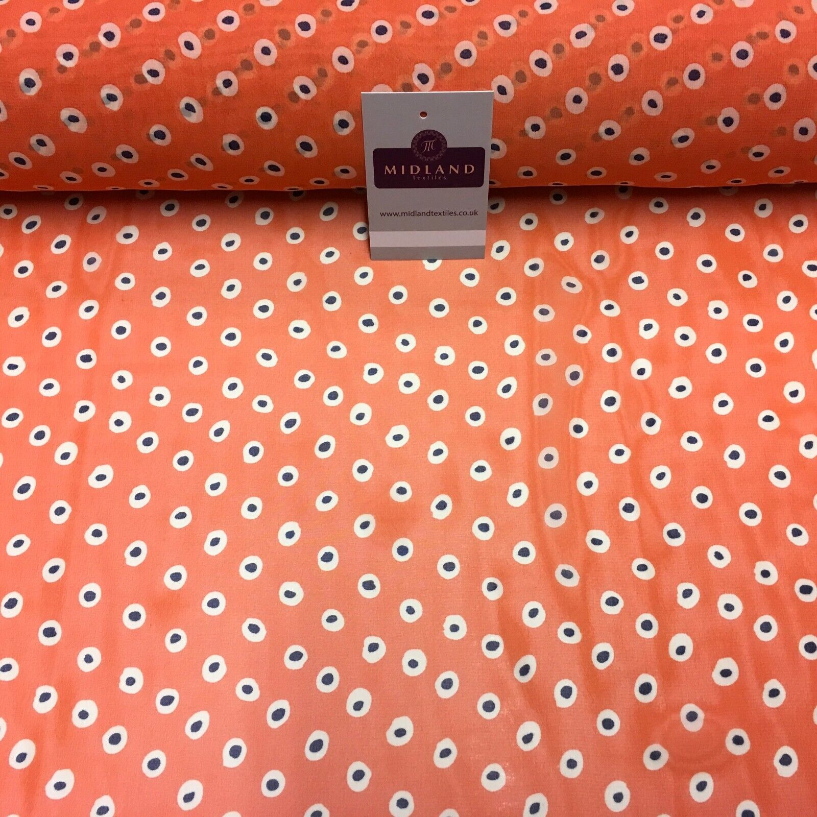 Orange Spotted printed Crepe chiffon Dress Fabric 150 cm Wide MK1190-4 Mtex