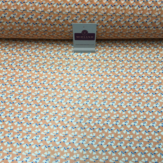 Salmon Printed Crepe chiffon Dress Fabric 150cm Wide MK1190-15 Mtex