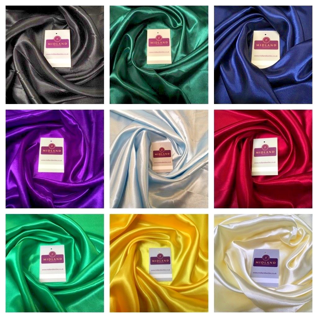 Clearence Plain Smooth Silky Satin Dressmaking Fabric 58' Wide MS909 Mtex