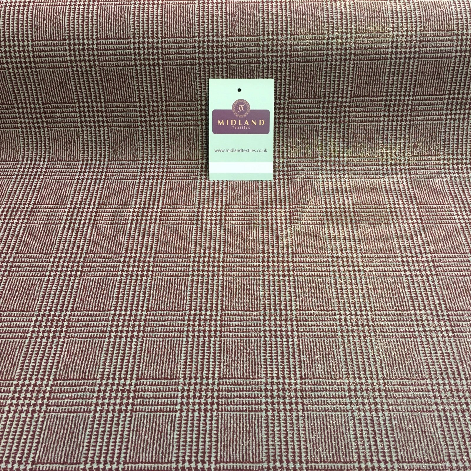 Checked tweed Printed shimmer Gold Foil Dress ITY Fabric 58' MQ880 Mtex