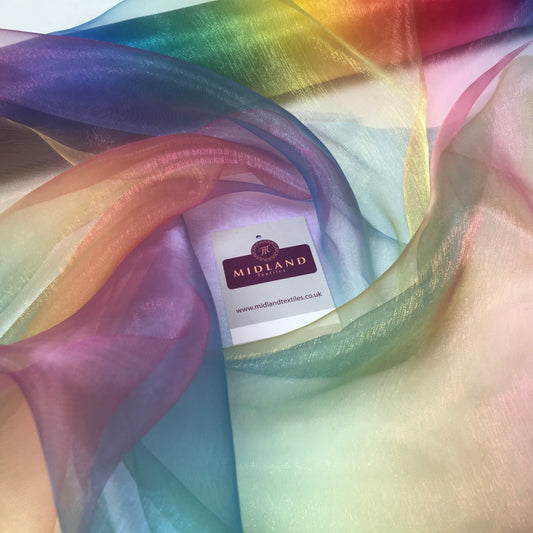 £4.50 Rainbow Multicoloured Gradient Fantasia Organza fabric 150cm MD1046