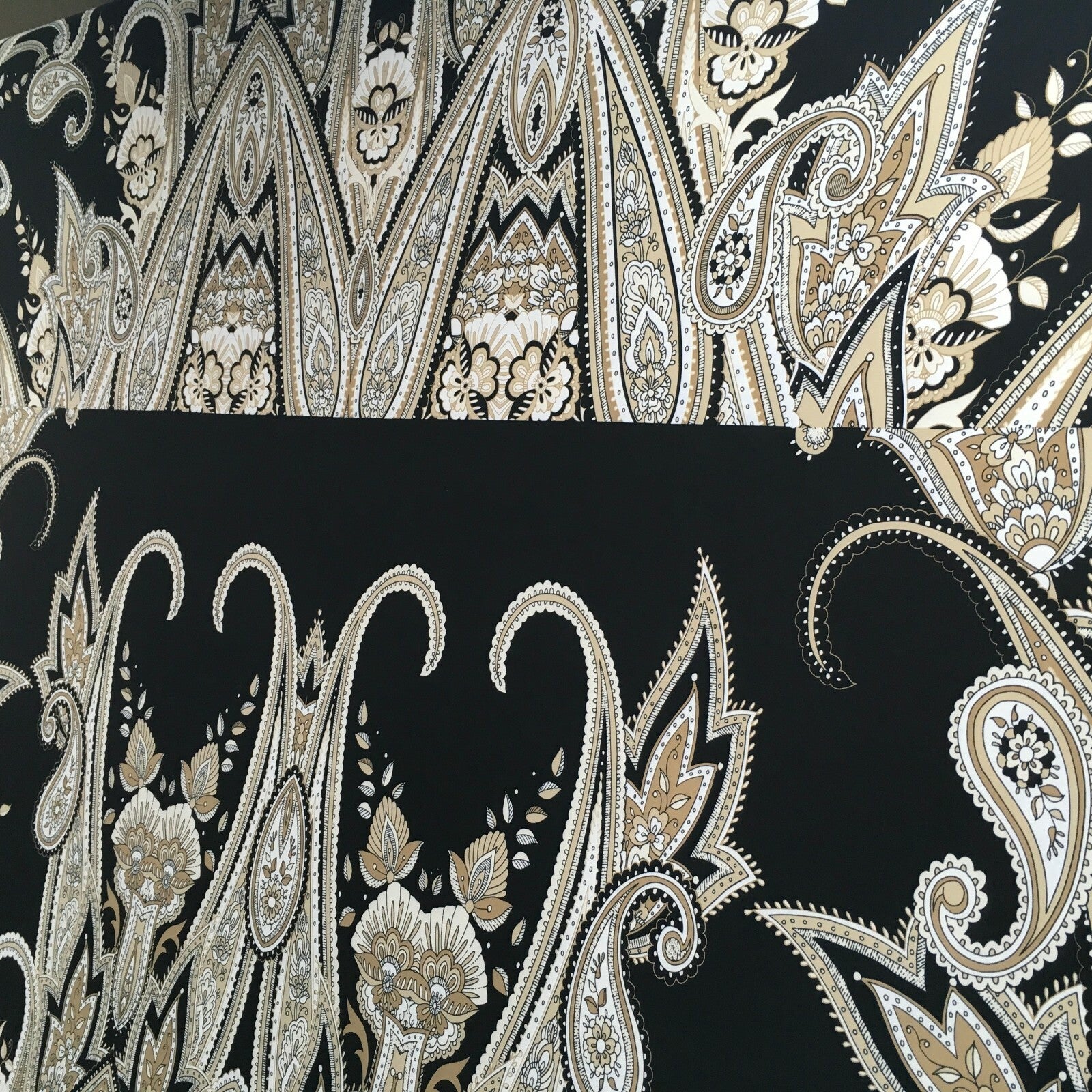 Black beige paisley 80cm panel Stretch Ity Spandex Dress Fabric 147 cm M1200-8