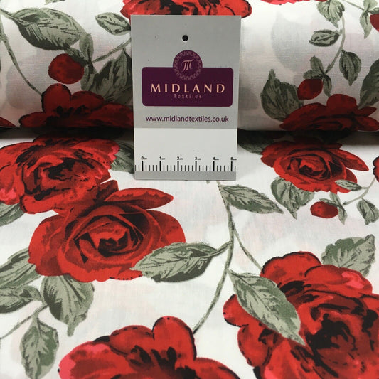 Vintage floral shabby chic rose printed 100% Cotton Poplin fabric 58" M535 Mtex