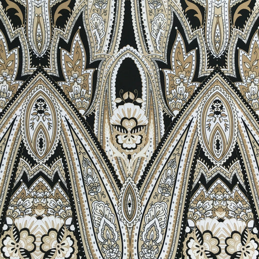 Black beige paisley 80cm panel Stretch Ity Spandex Dress Fabric 147 cm M1200-8