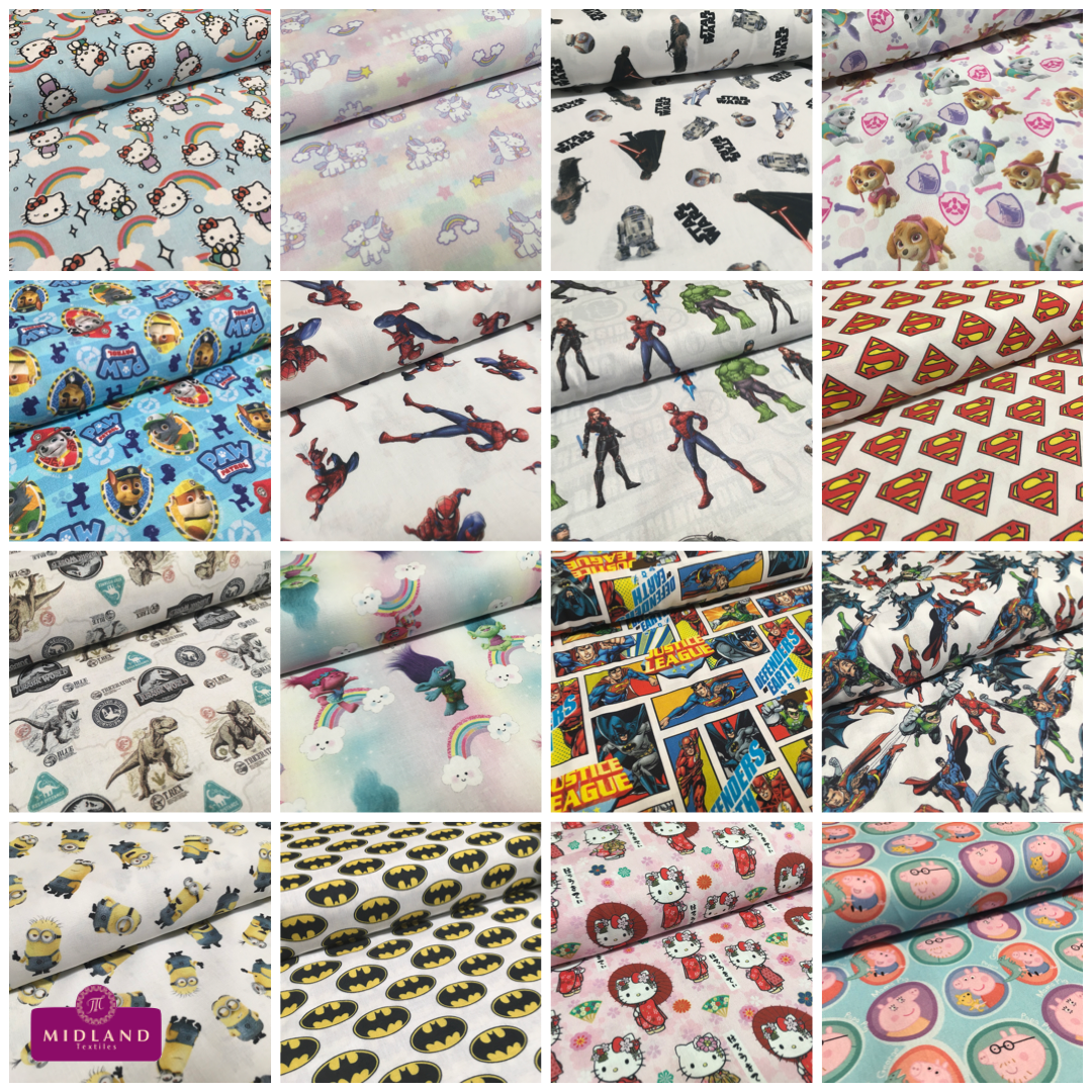 £5.99 Comic Superheroes Cartoon Licensed Digital Printed 100% Cotton  M1510