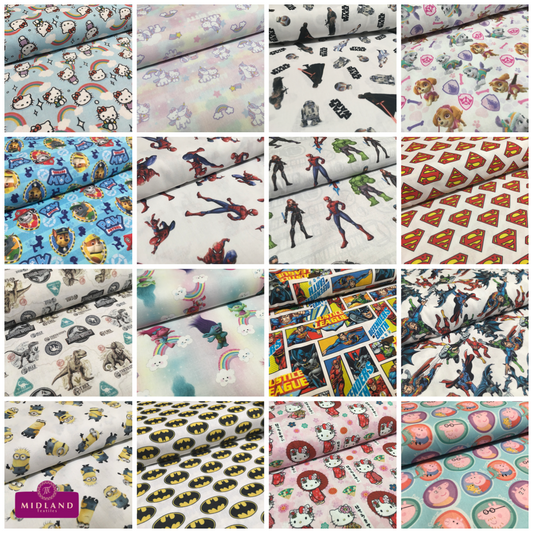 £5.99 Comic Superheroes Cartoon Licensed Digital Printed 100% Cotton  M1510