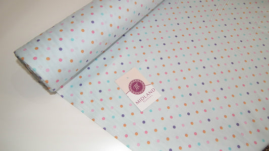 £5.99 Spot Polka Dots Multi Coloured Dress Craft 100% Cotton Poplin 45" M21