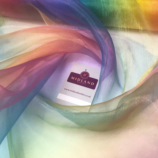 £3.50 Rainbow Multicoloured Gradient Fantasia Organza fabric 150cm Wide MD1046
