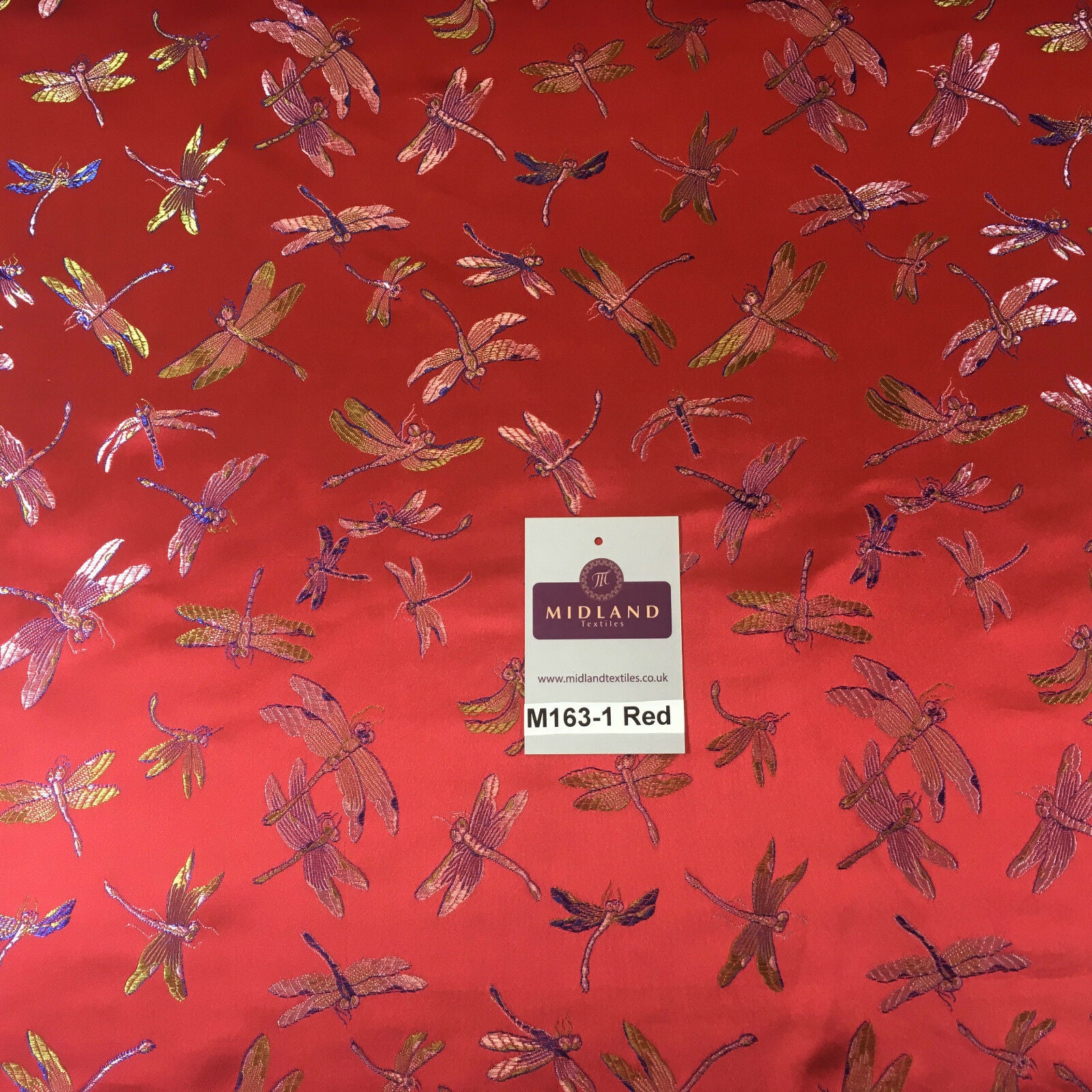 CHINESE ORIENTAL GOLD DRAGONFLY BROCADE SILKY SATIN DRESS FABRIC 44' M163