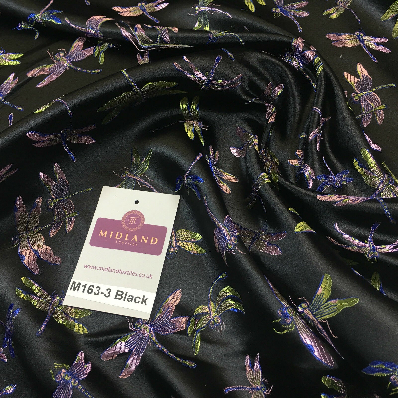 CHINESE ORIENTAL GOLD DRAGONFLY BROCADE SILKY SATIN DRESS FABRIC 44' M163