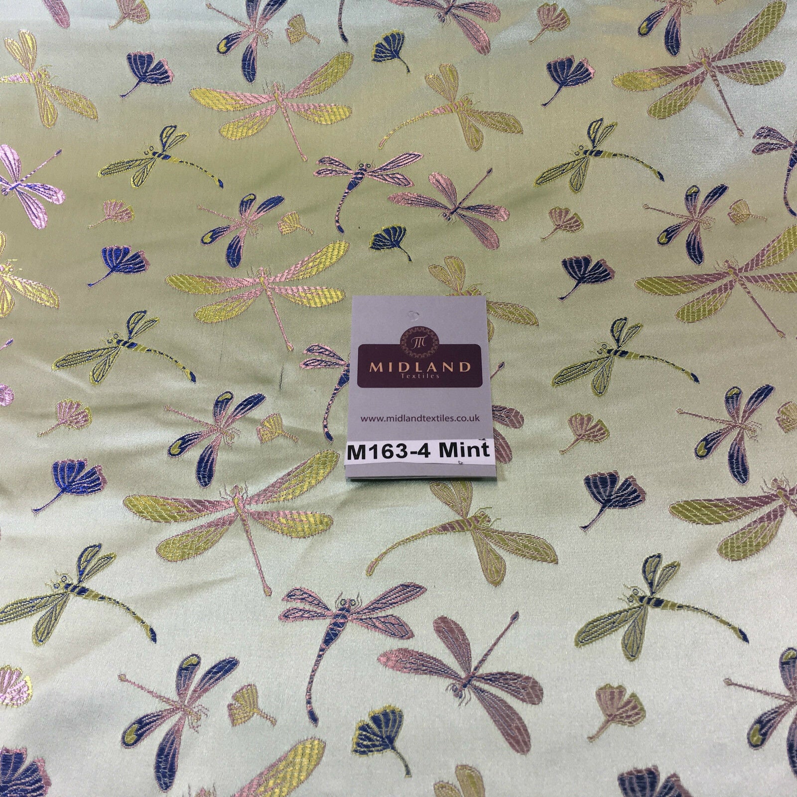 CHINESE ORIENTAL GOLD DRAGONFLY BROCADE SILKY SATIN DRESS FABRIC 44' M163