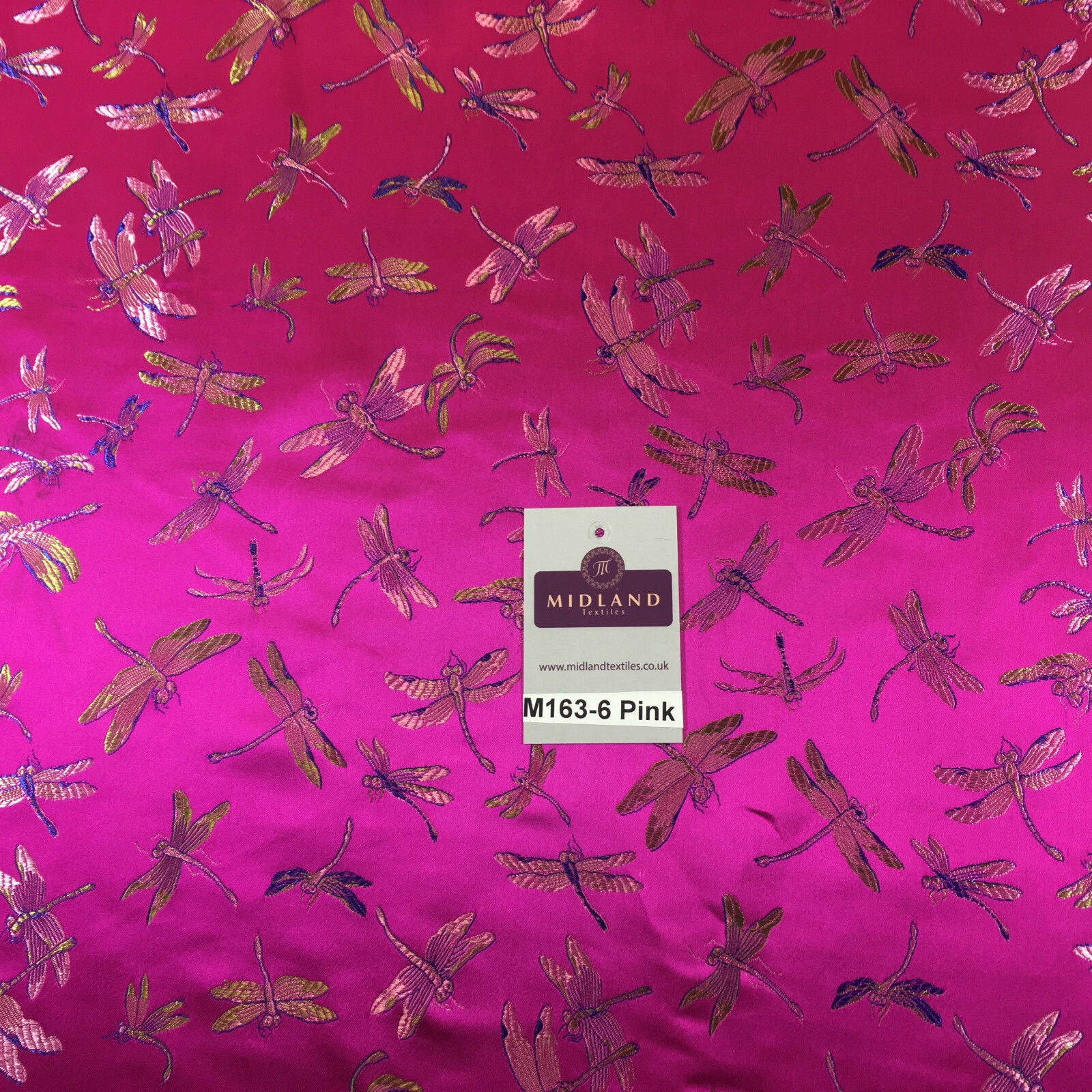 CHINESE ORIENTAL GOLD DRAGONFLY BROCADE SILKY SATIN DRESS FABRIC 44' M163