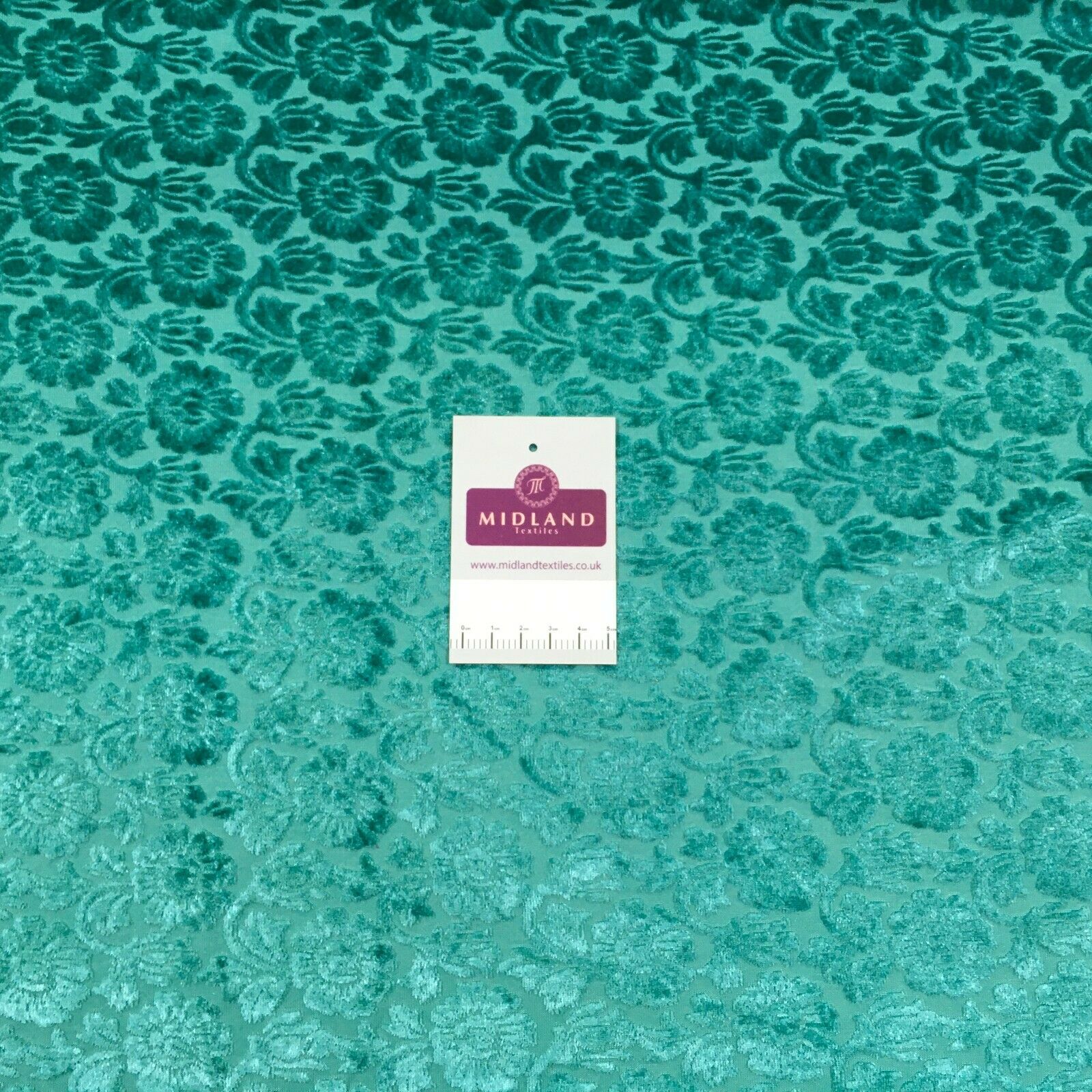 Aqua Green floral velvet devore Fabric M1400-7 Mtex
