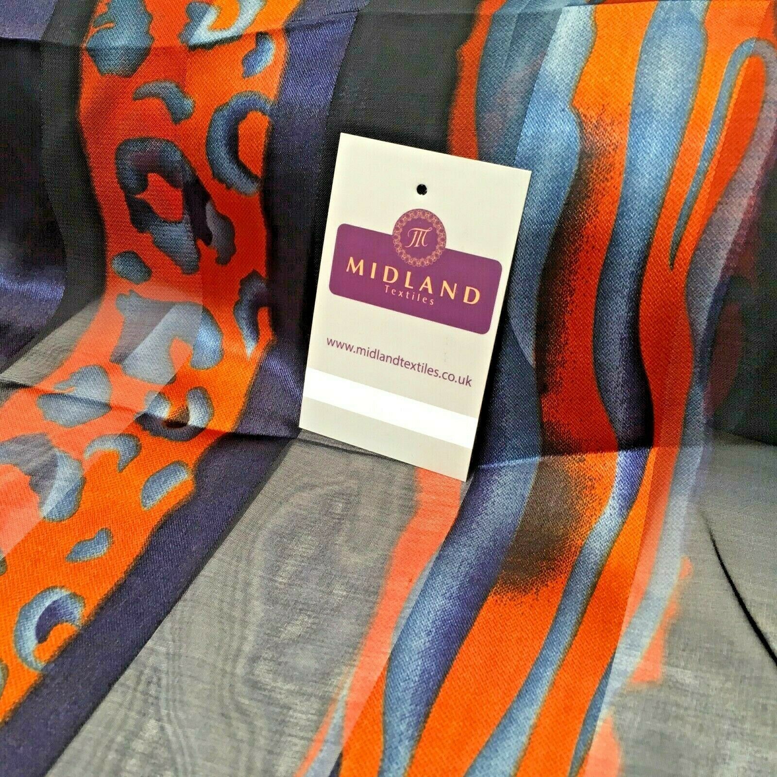 Navy Orange Animal Printed Dress fabric 150cm Wide  MA1049-5 Mtex