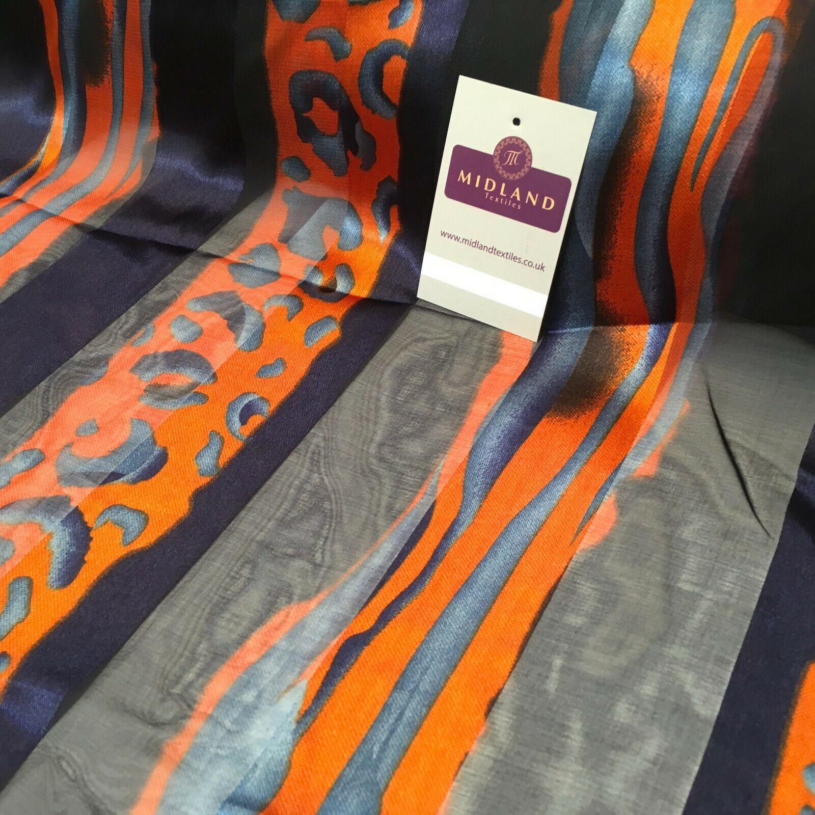 Navy Orange Animal Printed Dress fabric 150cm Wide  MA1049-5 Mtex