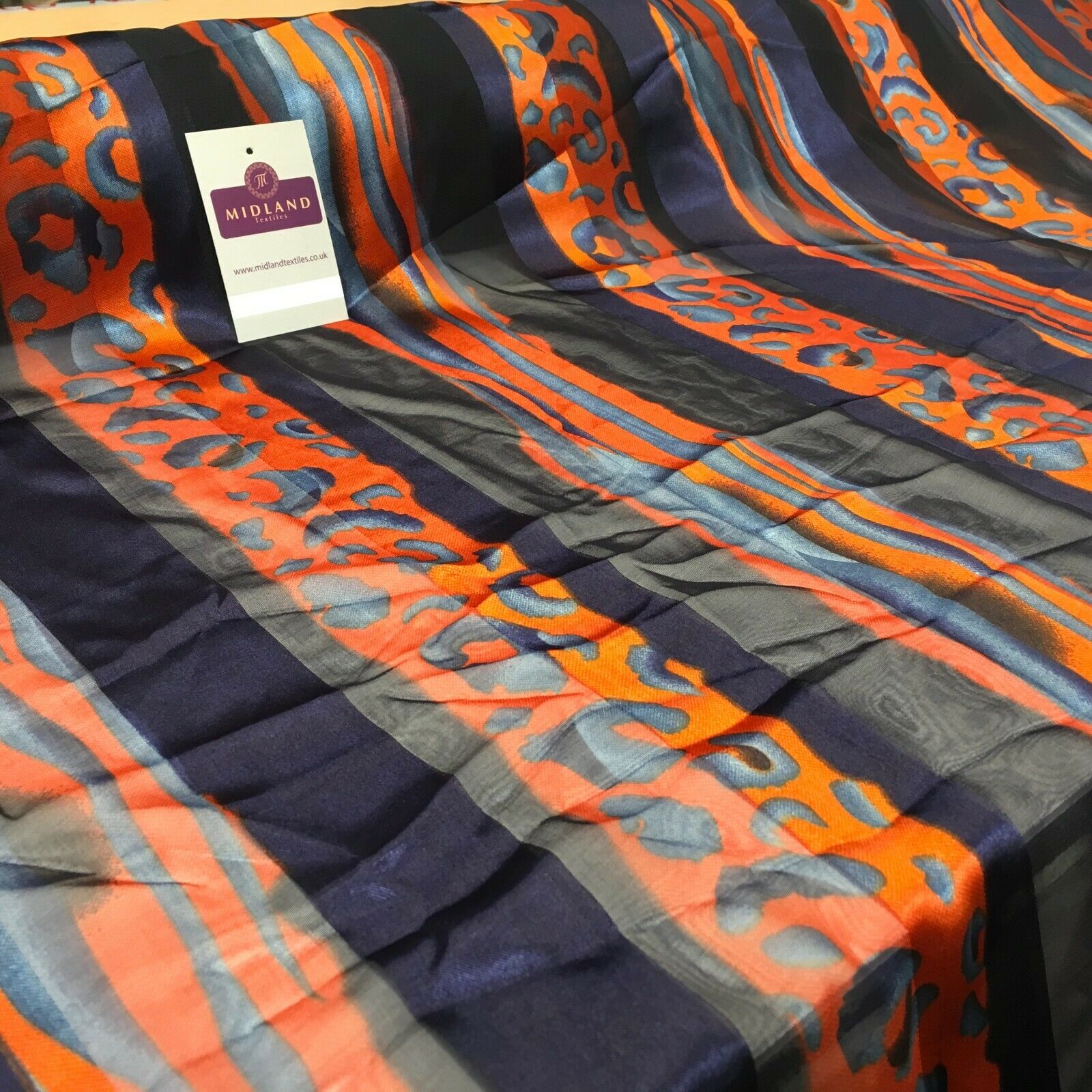 Navy Orange Animal Printed Dress fabric 150cm Wide  MA1049-5 Mtex