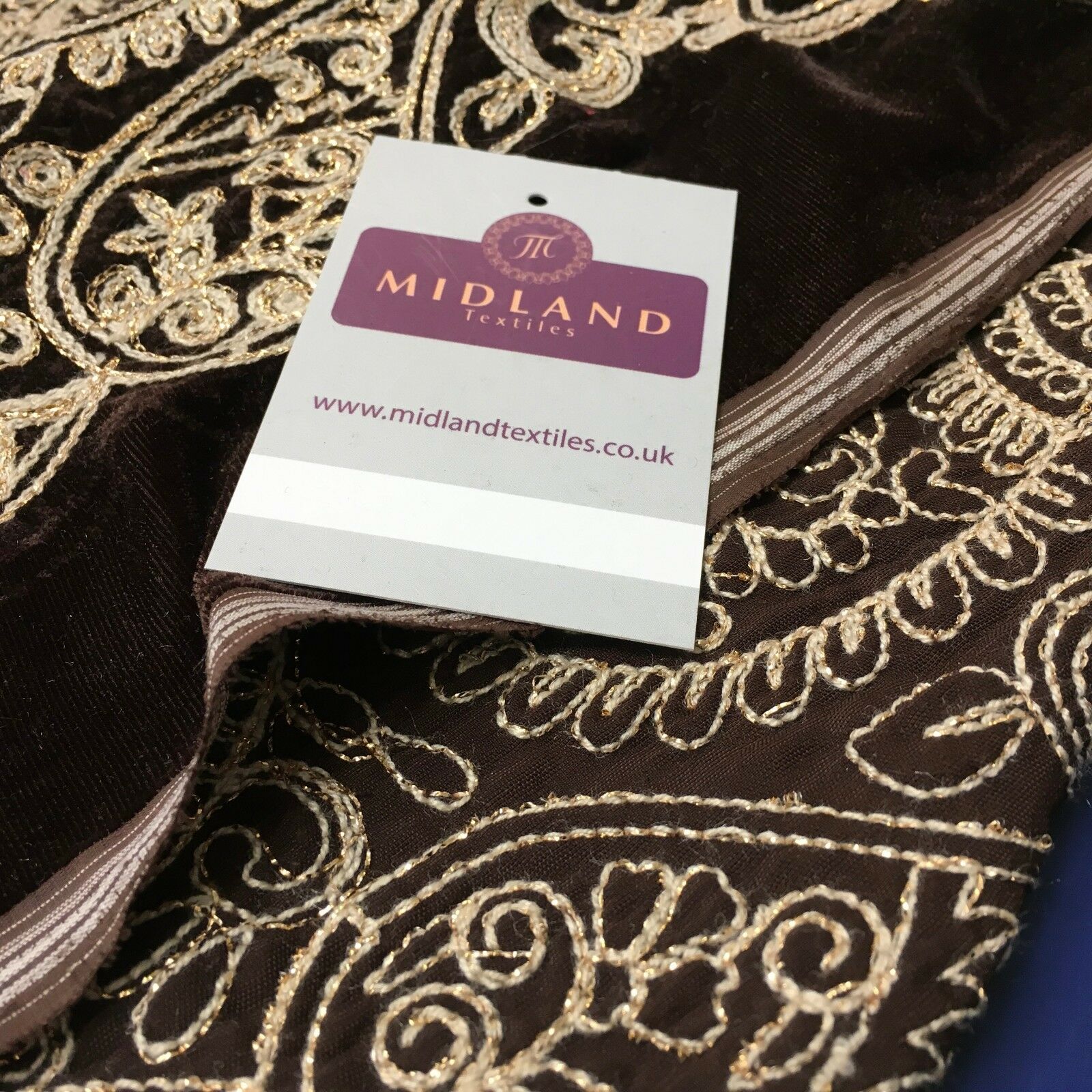 metallic thread Paisley Embroidered Micro Velvet Dress Fabric 40' M1038 Mtex