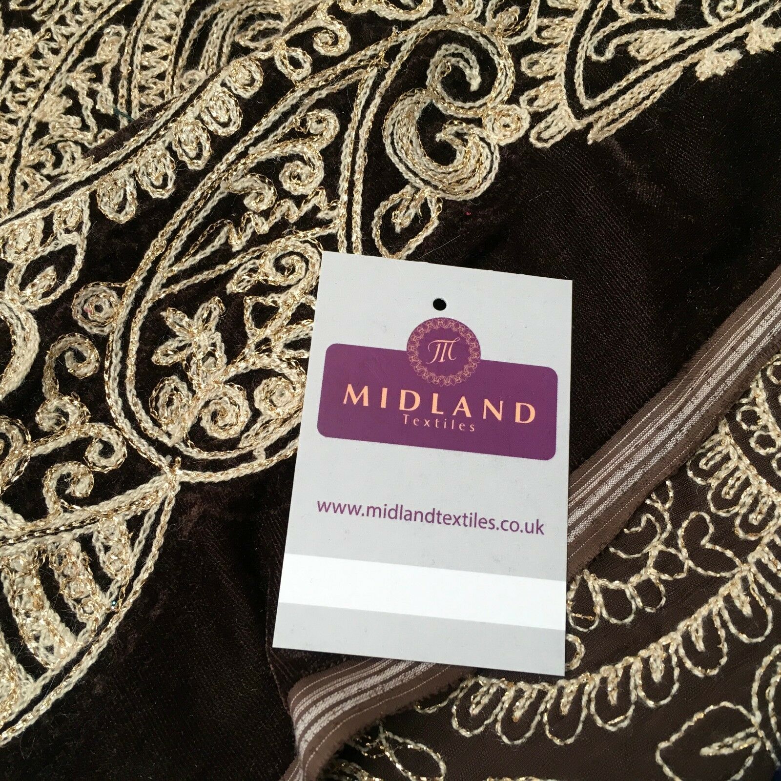 metallic thread Paisley Embroidered Micro Velvet Dress Fabric 40' M1038 Mtex