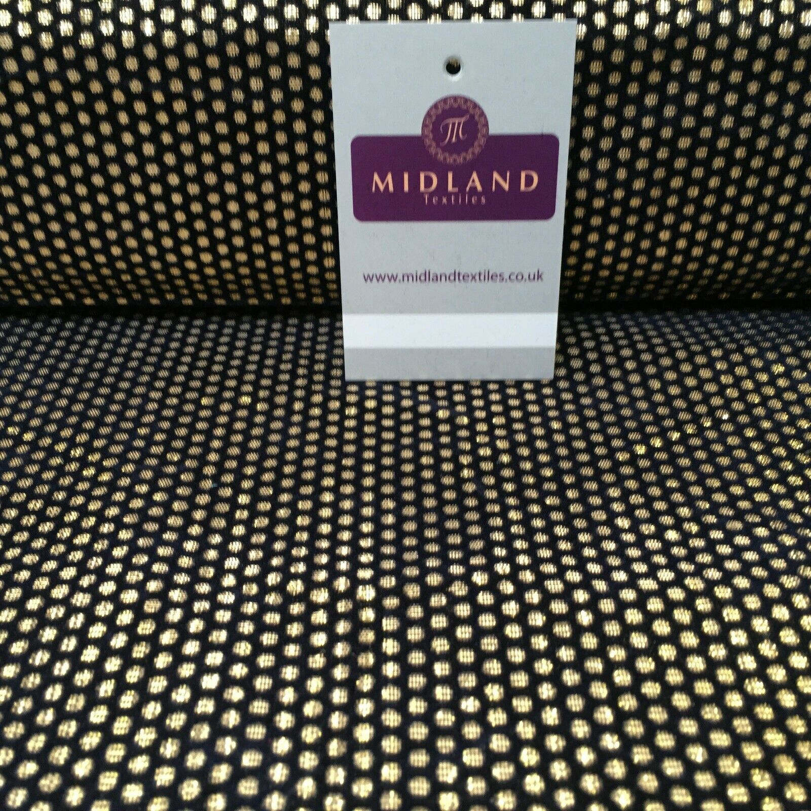 Geometric Gold Spot Dot Flocked Lame Fabric 114 cm Wide MA1177 Mtex