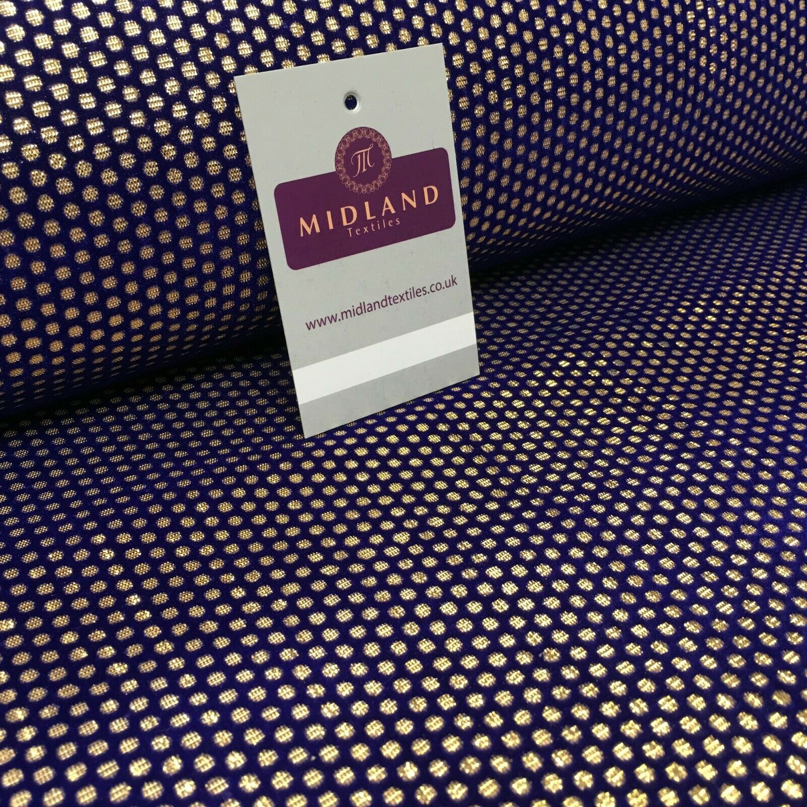 Geometric Gold Spot Dot Flocked Lame Fabric 114 cm Wide MA1177 Mtex