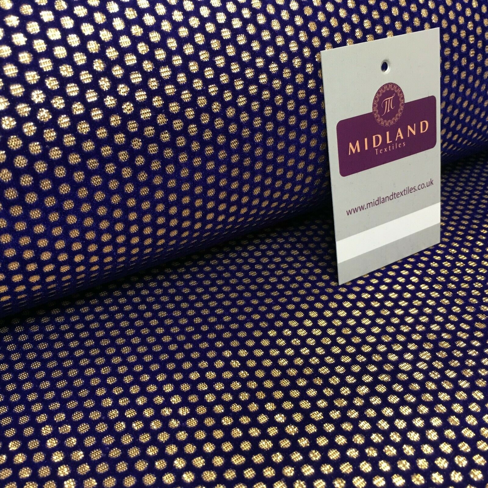 Geometric Gold Spot Dot Flocked Lame Fabric 114 cm Wide MA1177 Mtex