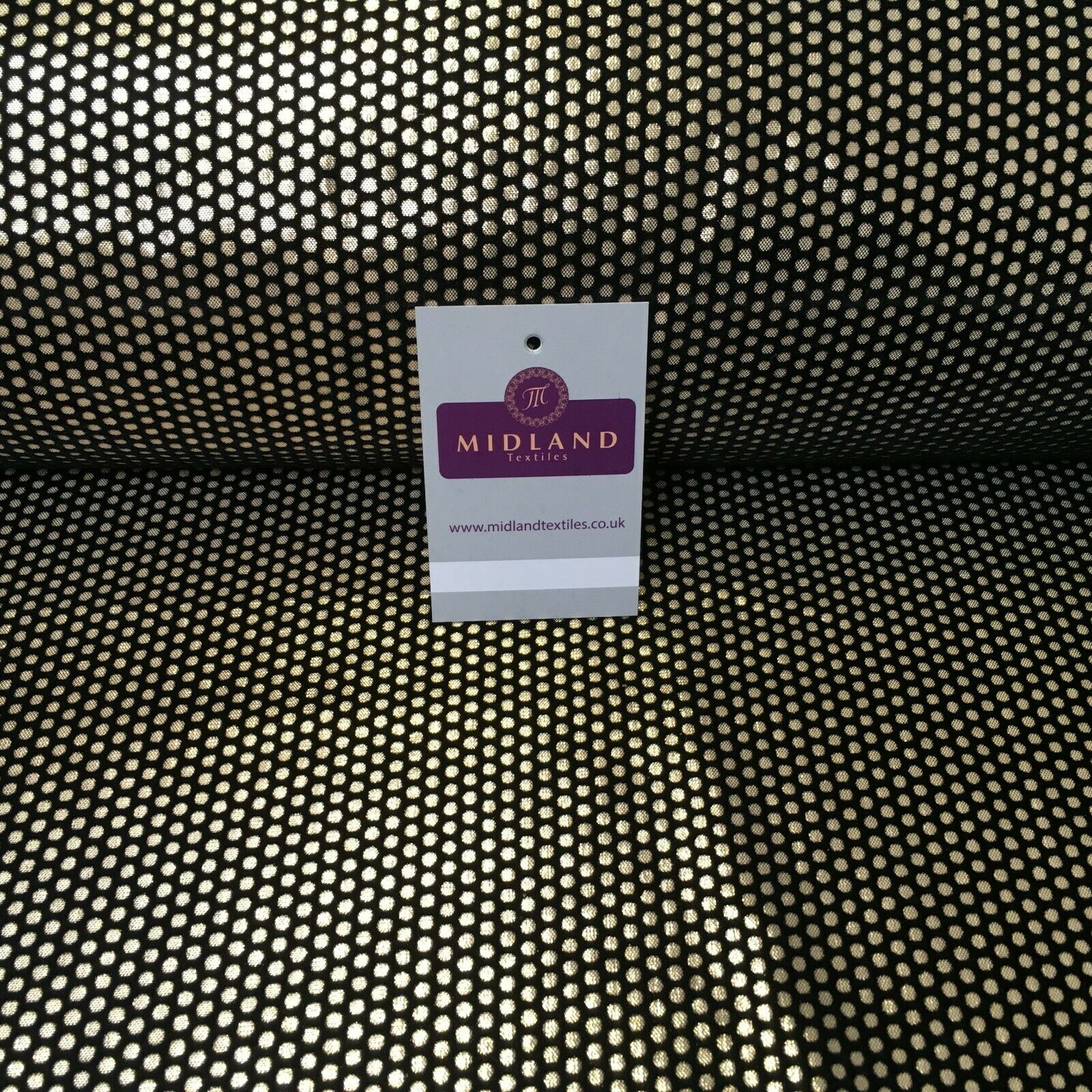 Geometric Gold Spot Dot Flocked Lame Fabric 114 cm Wide MA1177 Mtex