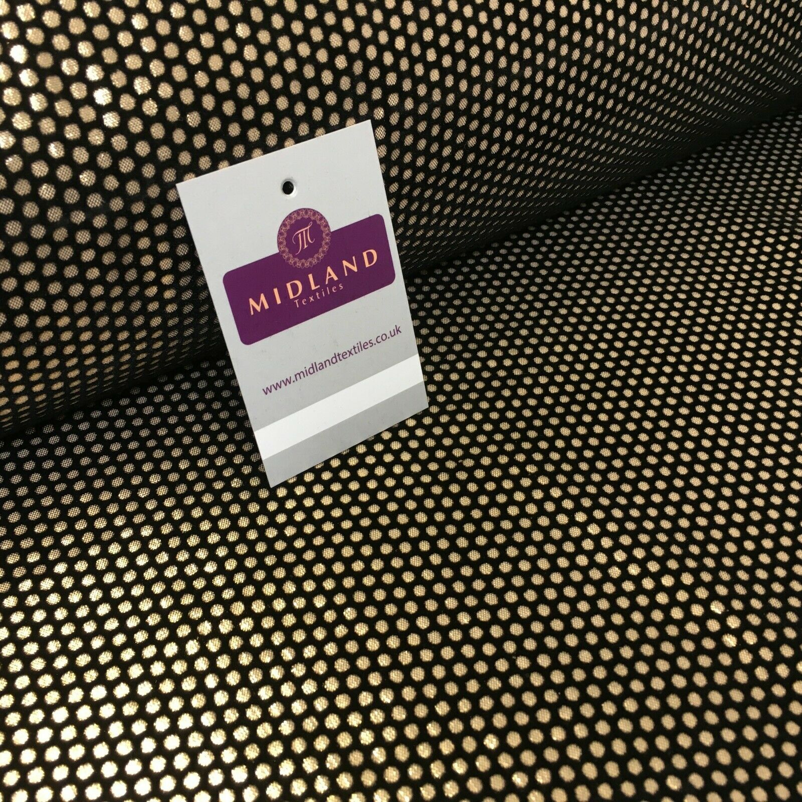 Geometric Gold Spot Dot Flocked Lame Fabric 114 cm Wide MA1177 Mtex