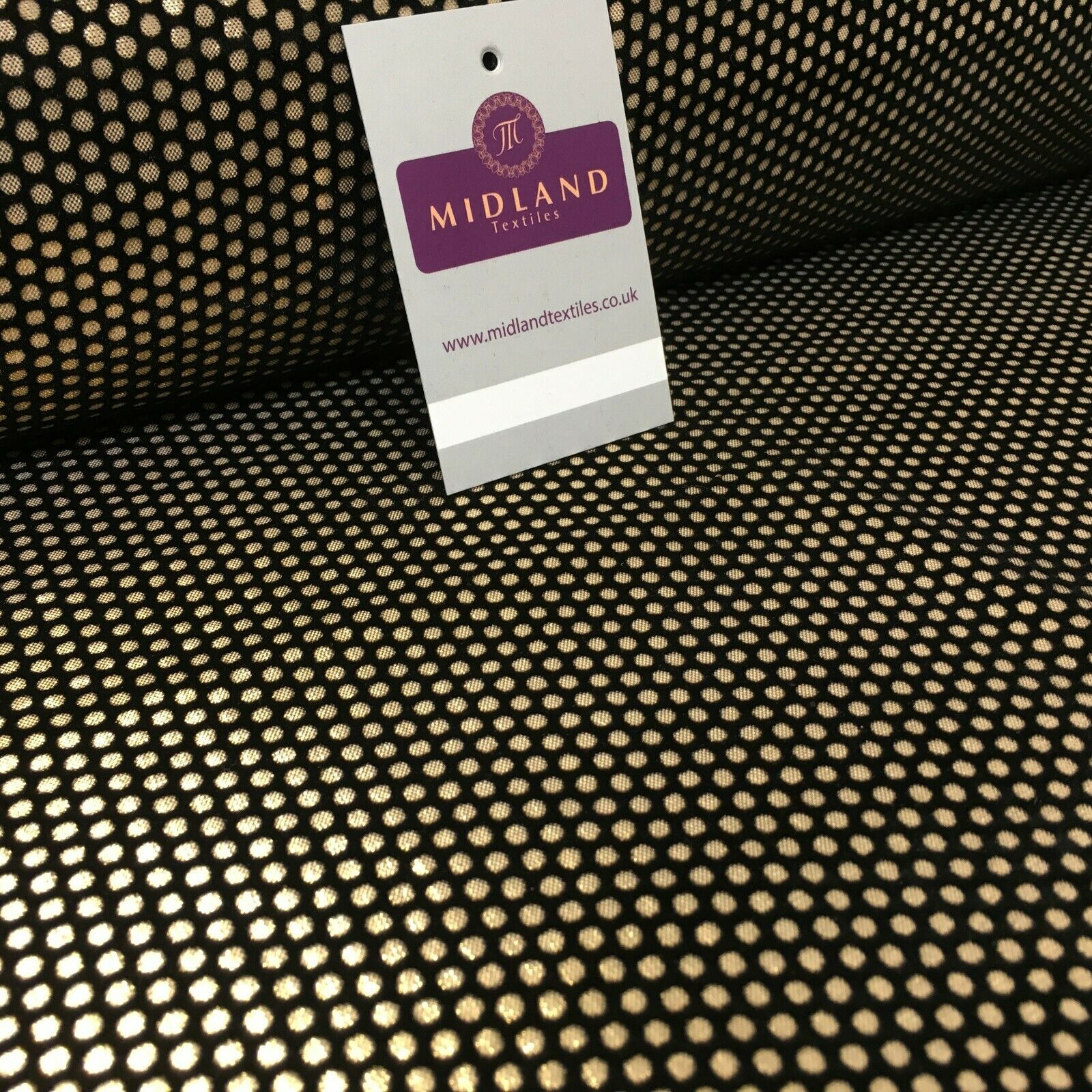 Geometric Gold Spot Dot Flocked Lame Fabric 114 cm Wide MA1177 Mtex