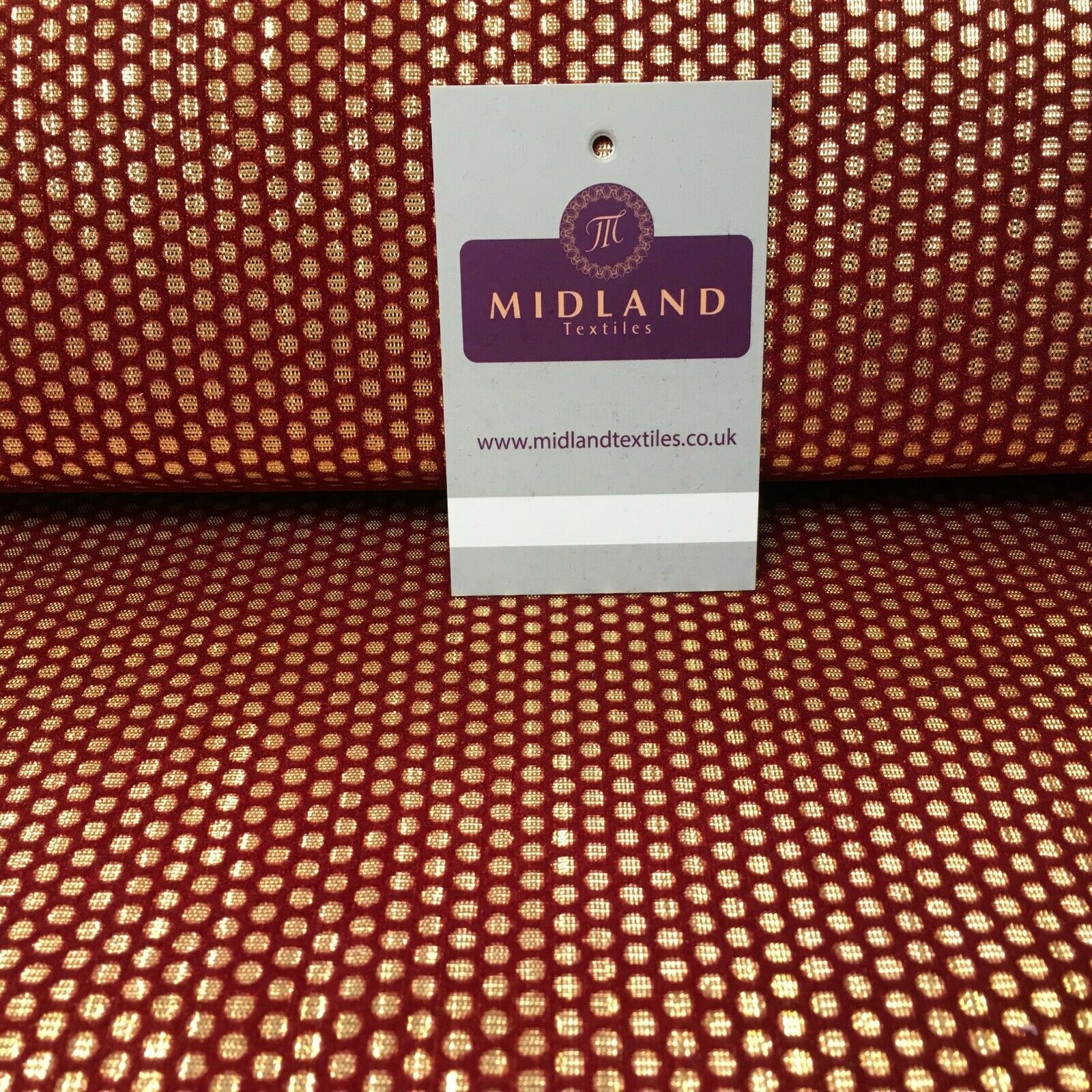 Geometric Gold Spot Dot Flocked Lame Fabric 114 cm Wide MA1177 Mtex