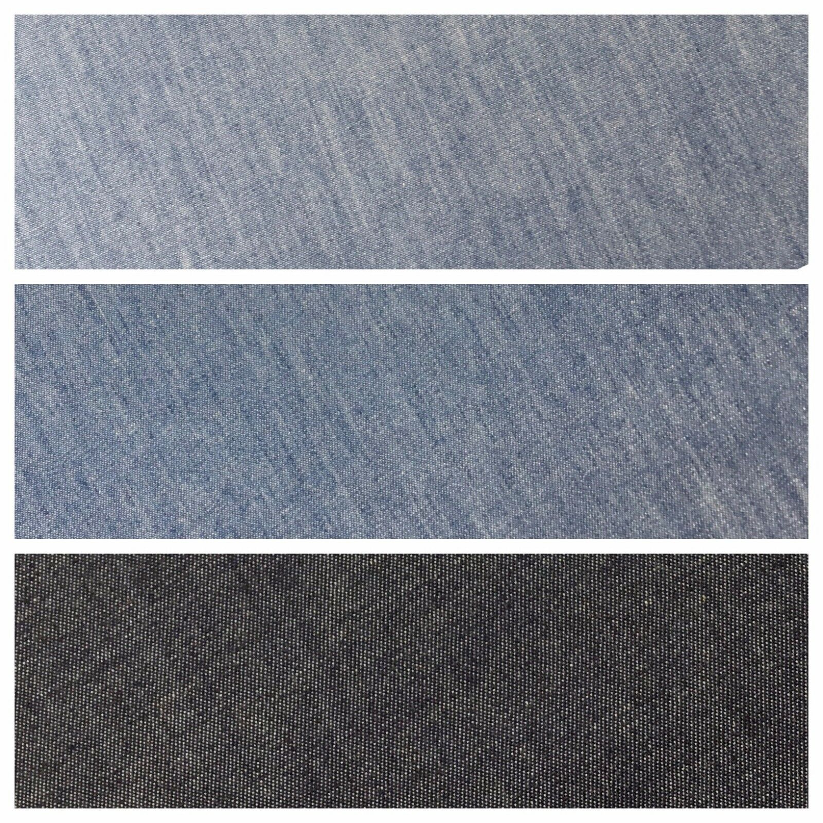 4oz Washed Denim Light-medium-dark blue 100% Cotton Fabric 146cm wide  M615 Mtex