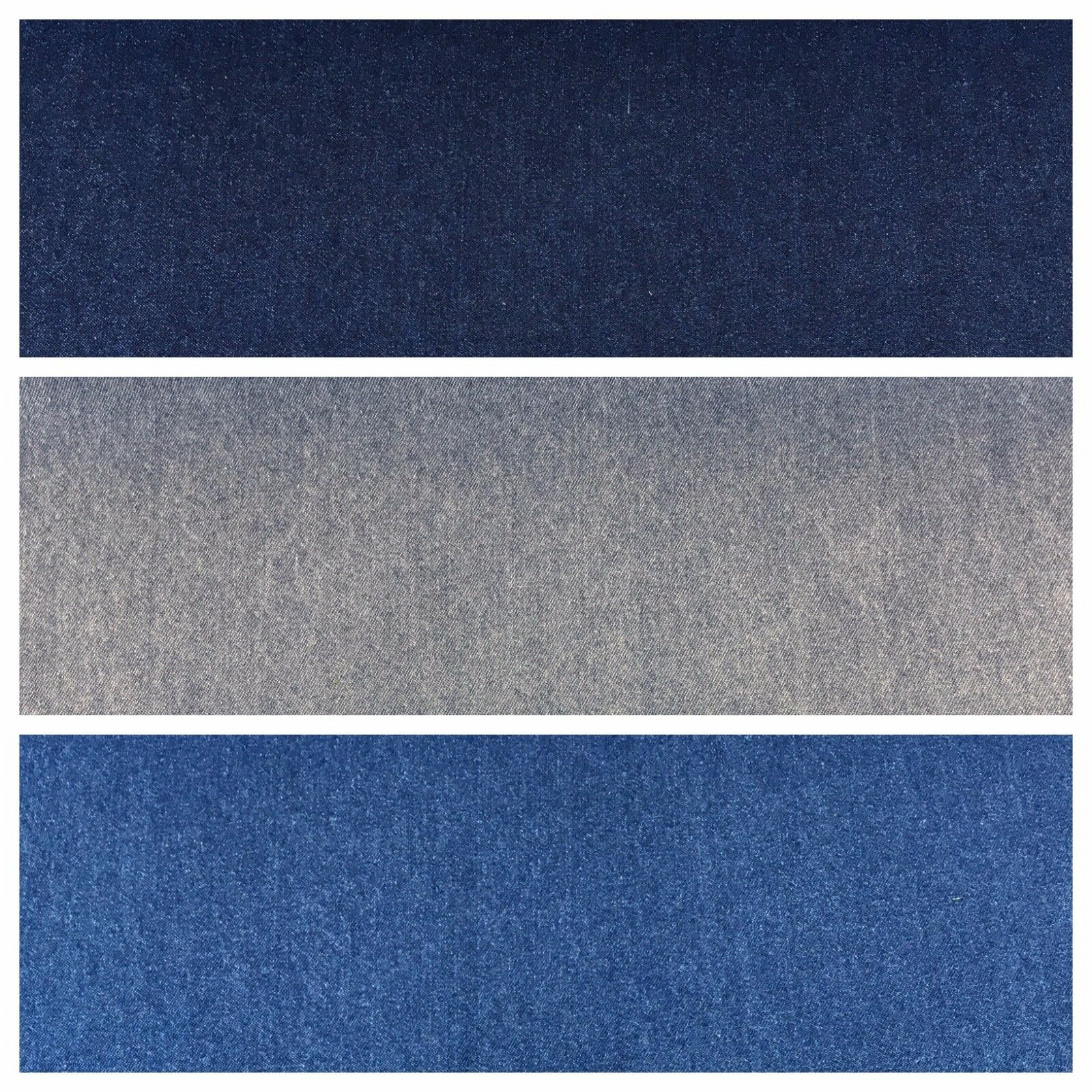 8oz Washed Denim Light-Medium-Dark Blue Fabric 100% Cotton 58' Wide M614 Mtex