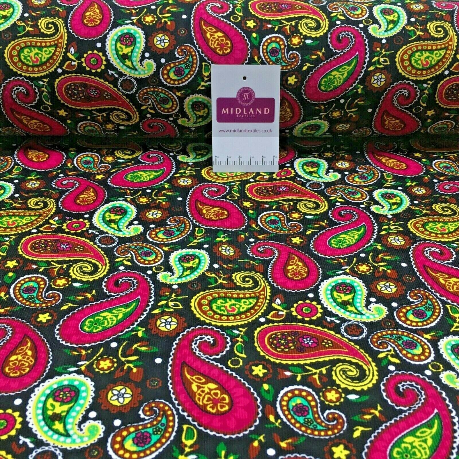 Paisley printed corduroy dress fabric mh1489