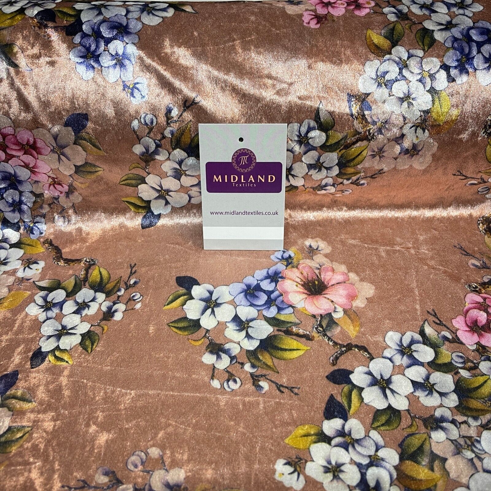 Mink floral Printed Crushed velvet Dress fabric M1400-45 Mtex