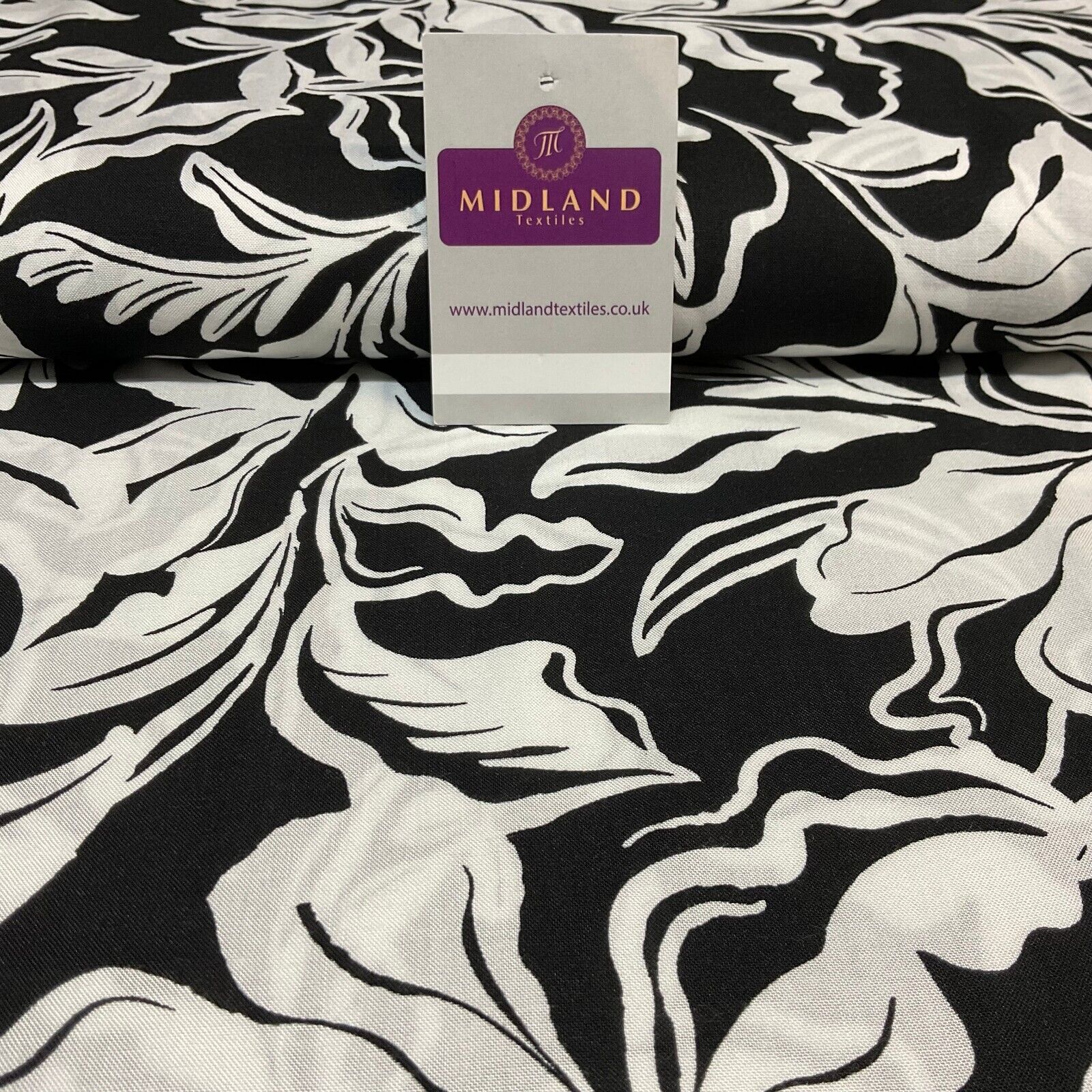 Leaf printed Viscose abstract summer dress Fabric Sold per Metre M1821