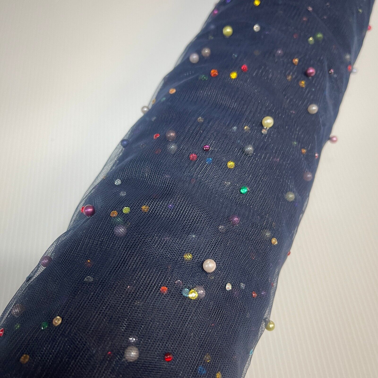 Beaded Pearl rhine stone Tulle Net Dress Wedding Décor Fabric M1825 Mtex