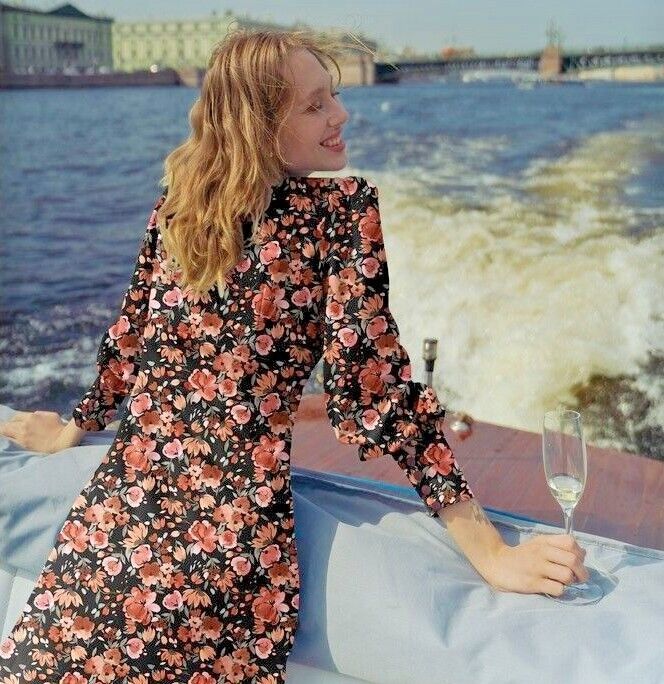 Floral Viscose Lurex Digital Printed dress Fabric M1842