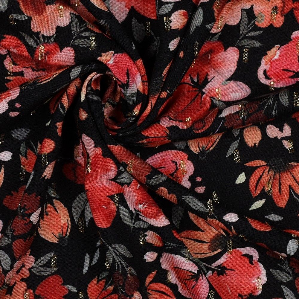 Floral Viscose Lurex Digital Printed dress Fabric M1842