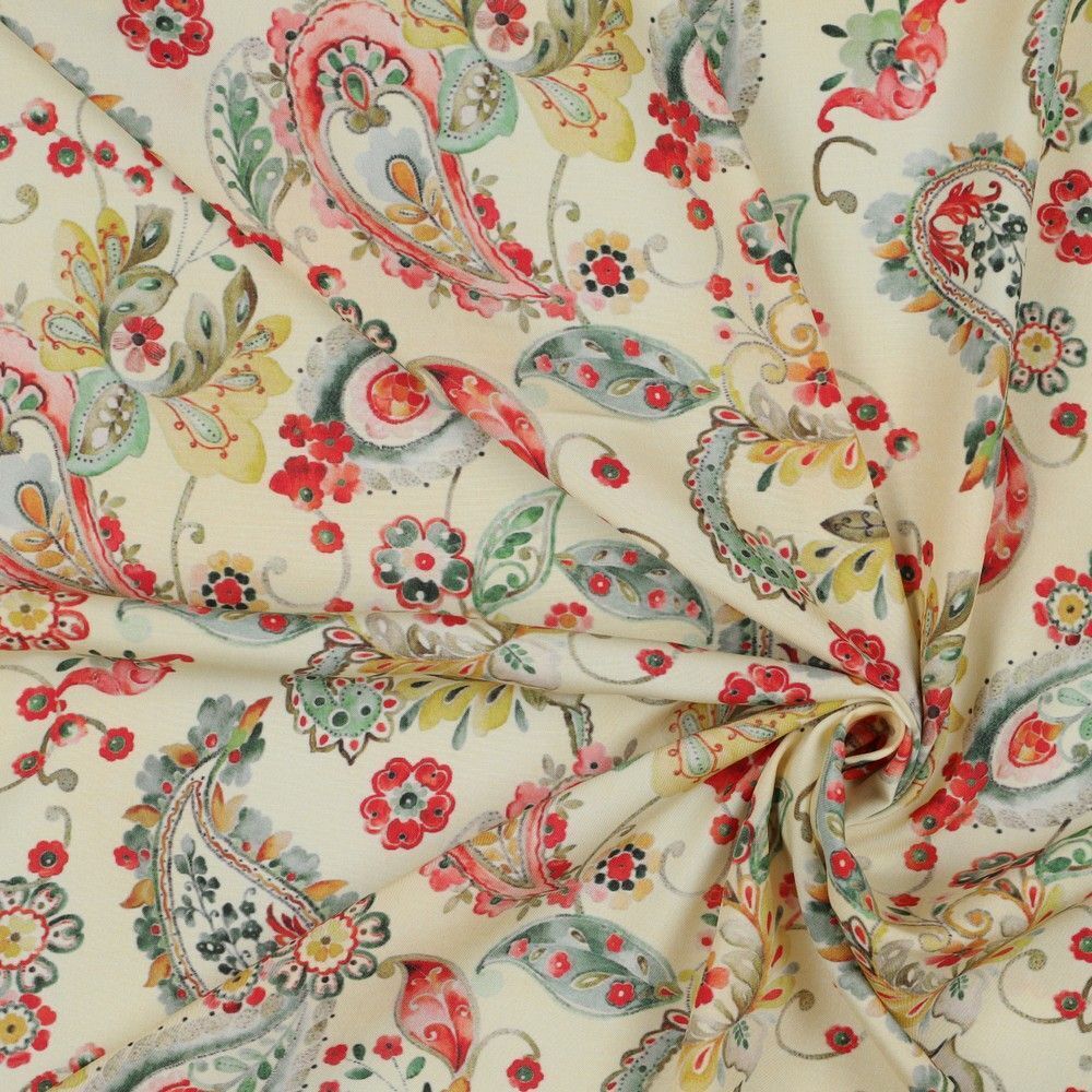 Gorgeous Light Yellow radiance viscose Paisley Dress Fabric M1851