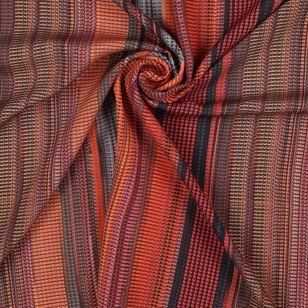 Gorgeous Brown radiance viscose striped Dress Fabric M1844