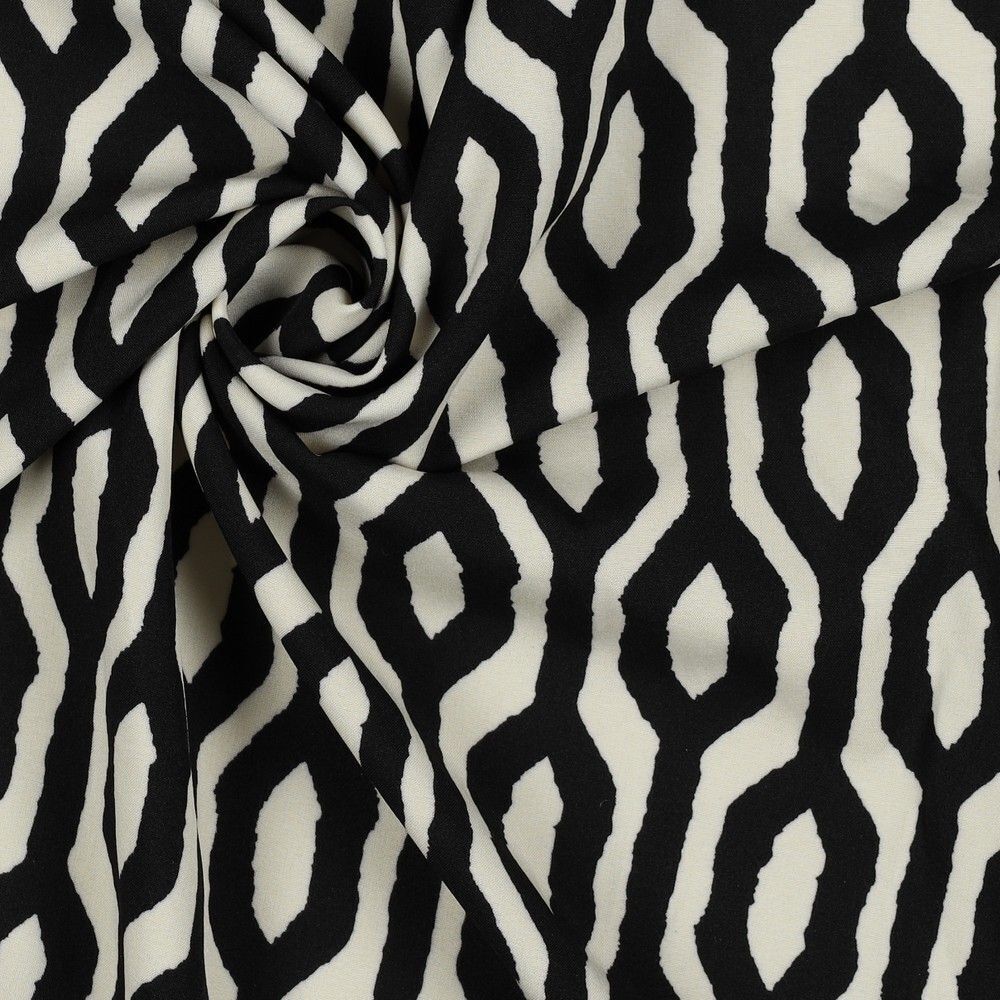 Gorgeous Black Magnolia Graphic Stretch Dress Fabric M1843