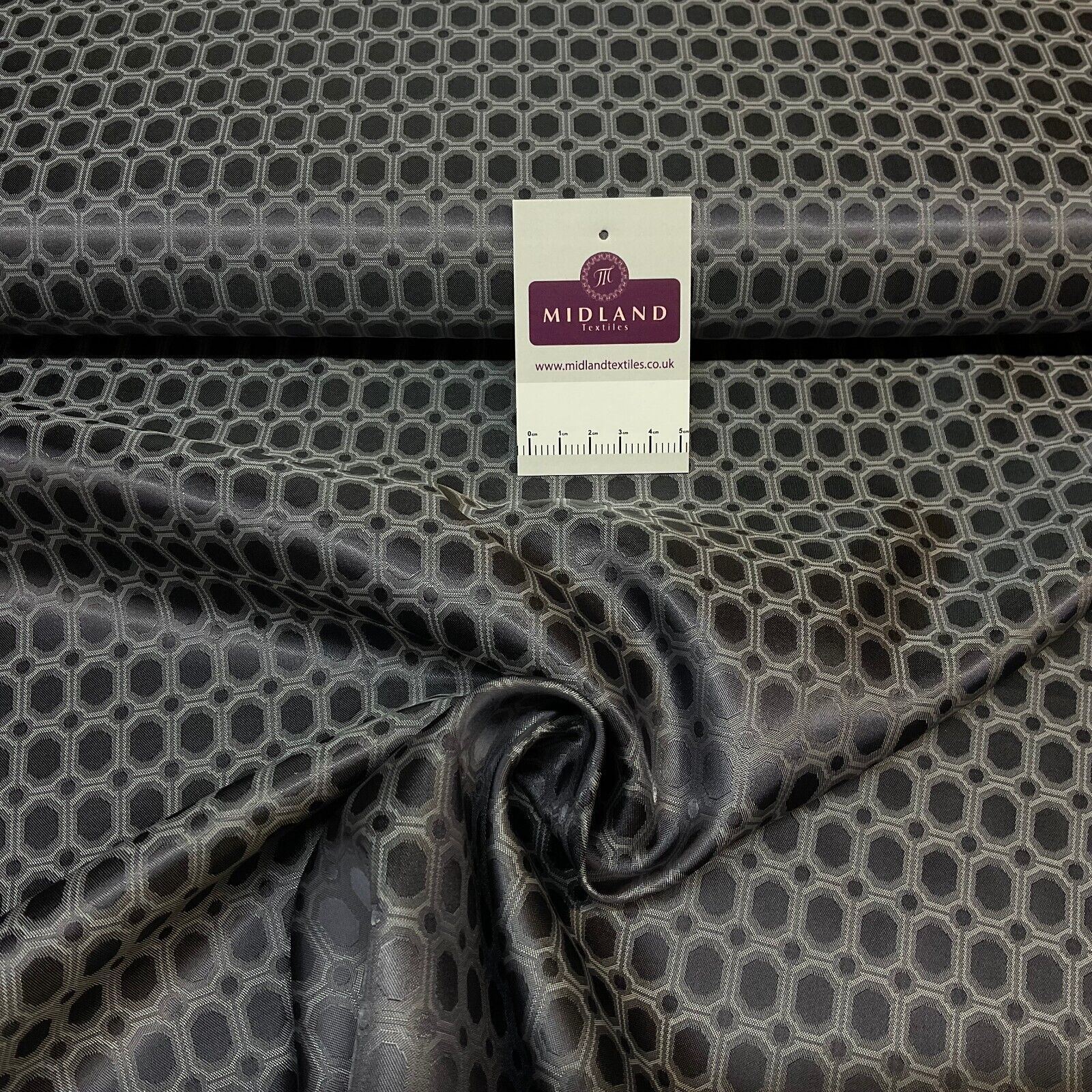 Space Grey Geometric Italian Fancy viscose acetate lining Fabric M1866-4