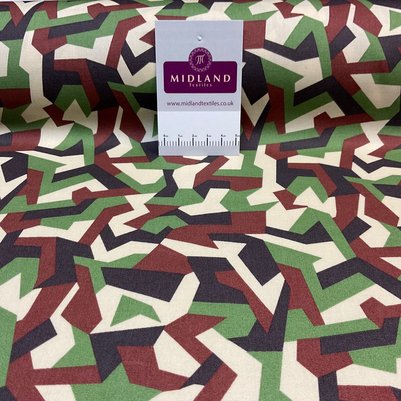 Bold Geometric Camouflage 100% cotton poplin Fabric By The Metre M1861