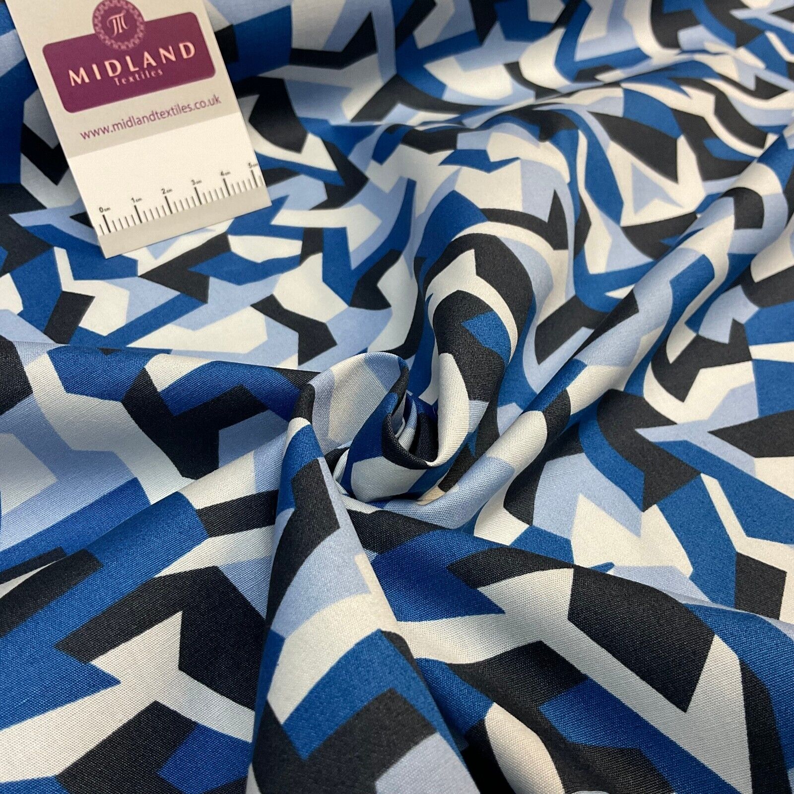 Bold Geometric Camouflage 100% cotton poplin Fabric By The Metre M1861