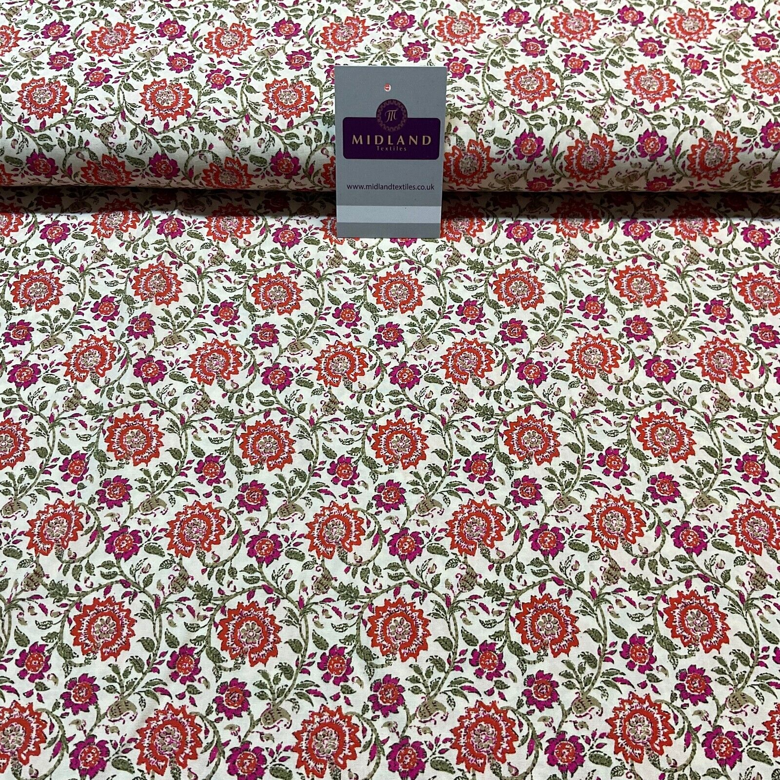 Cream Lenzing Ecovero Digital Flowers dress fabric sold by the meter M1882