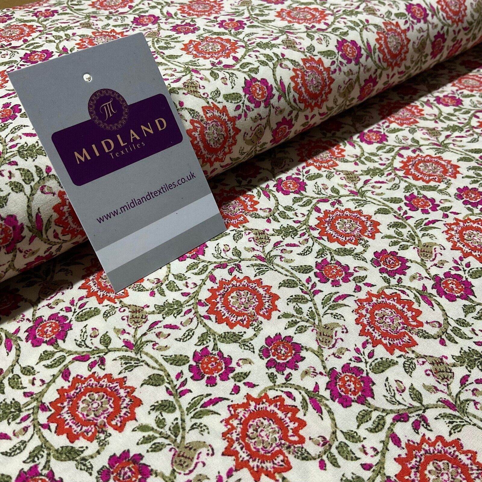 Cream Lenzing Ecovero Digital Flowers dress fabric sold by the meter M1882