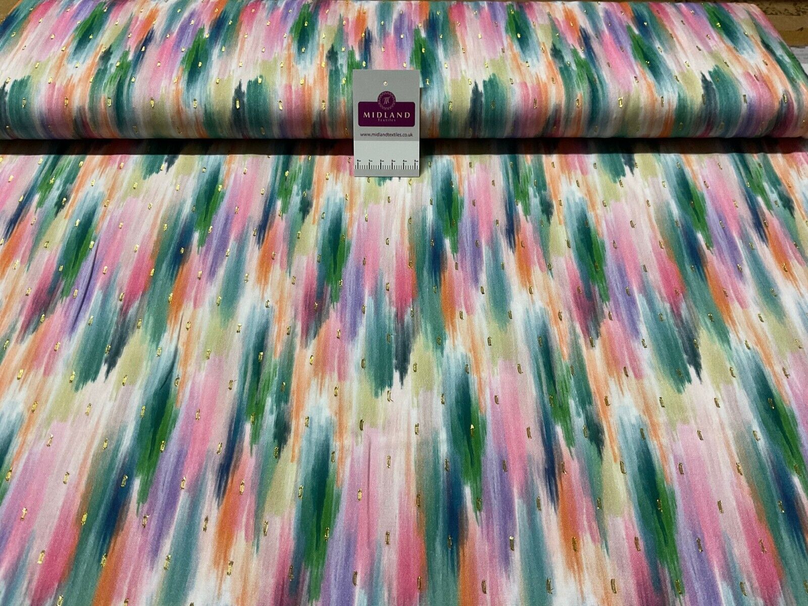 Luxurious Viscose Lurex Green Multi Dress Fabric sold by the meter M1885