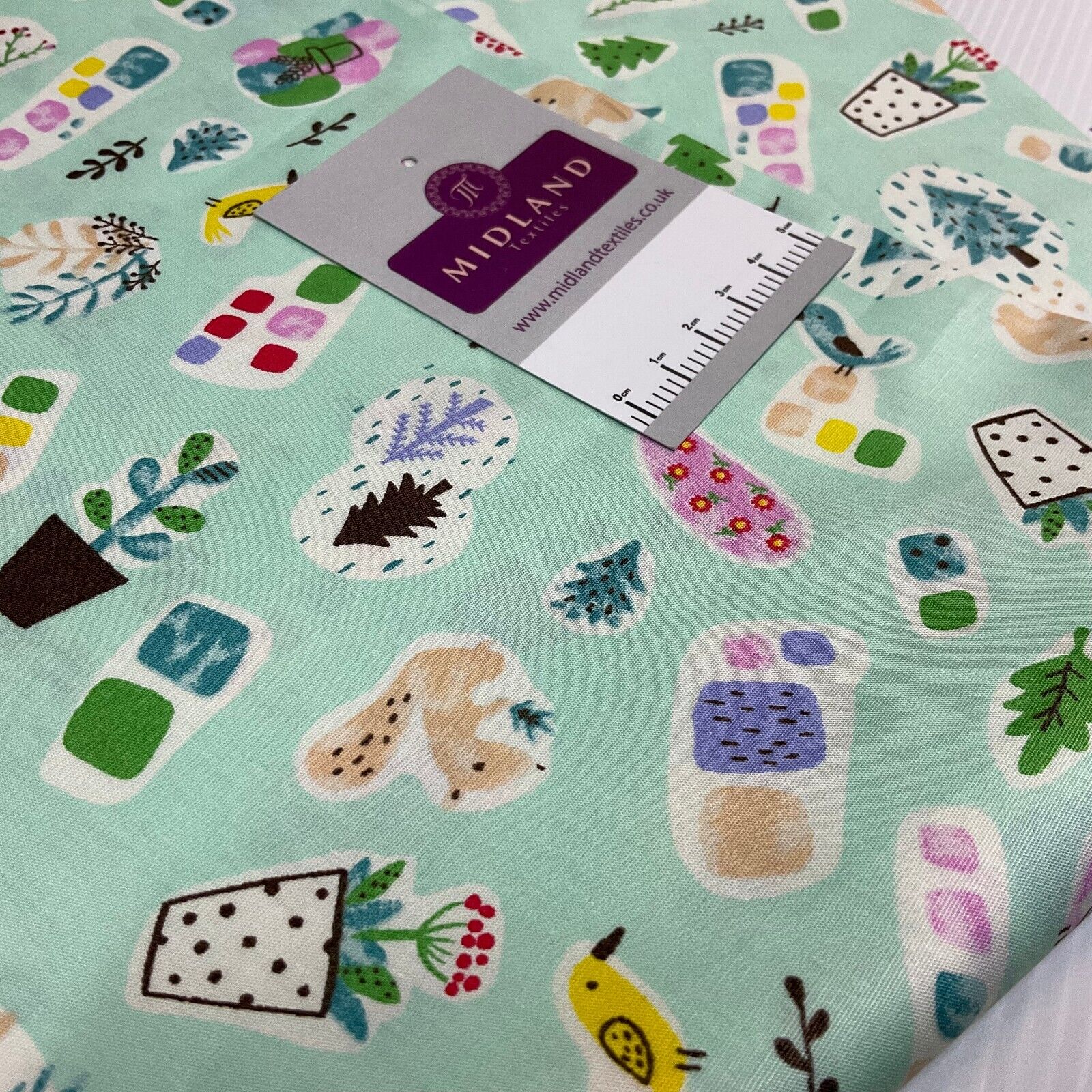 Novelty Flower Pot Wildlife Cotton Poplin dress Fabric sold by the meter M1924