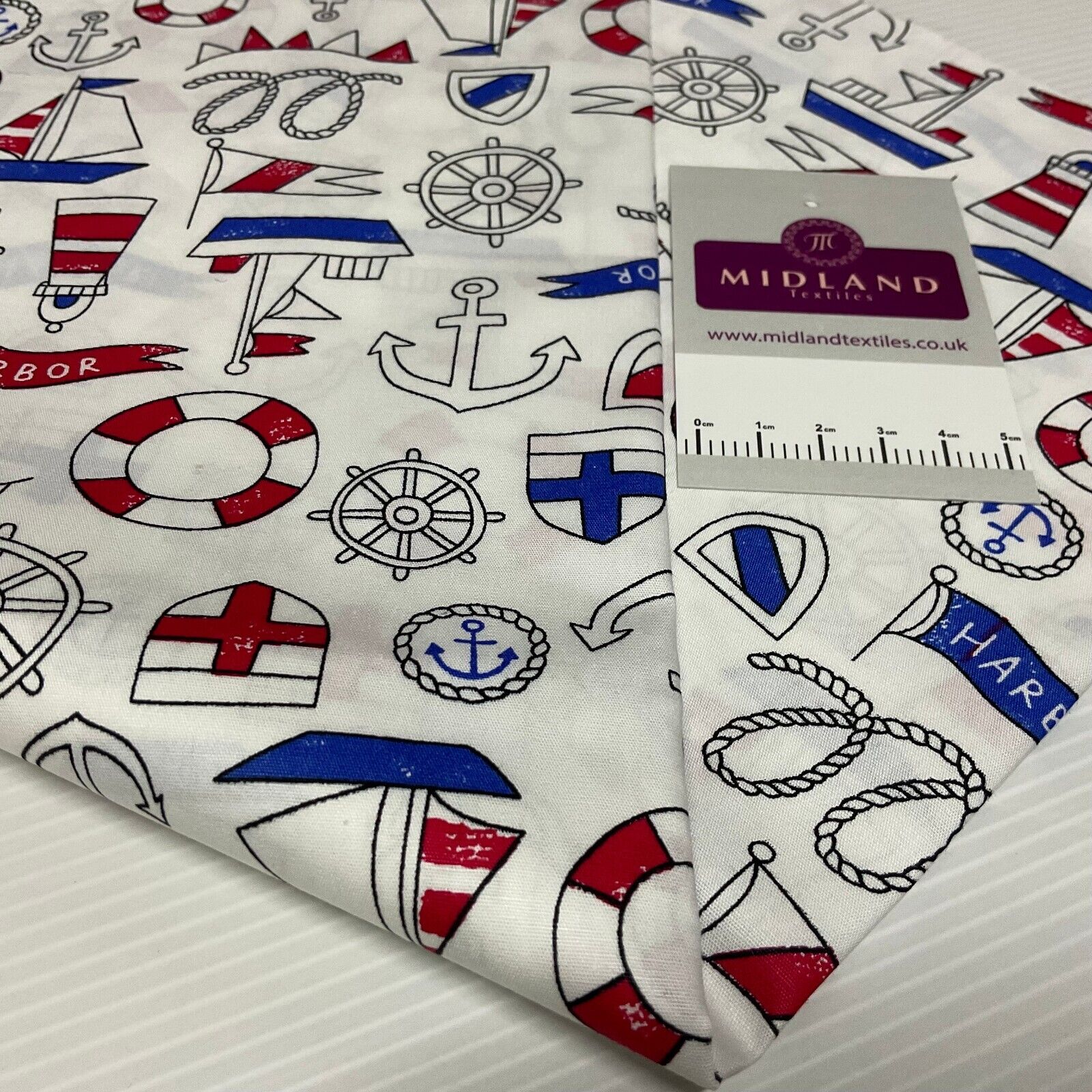 Harbour Salior Anchor Cotton Poplin dress Fabric sold by the meter M1921