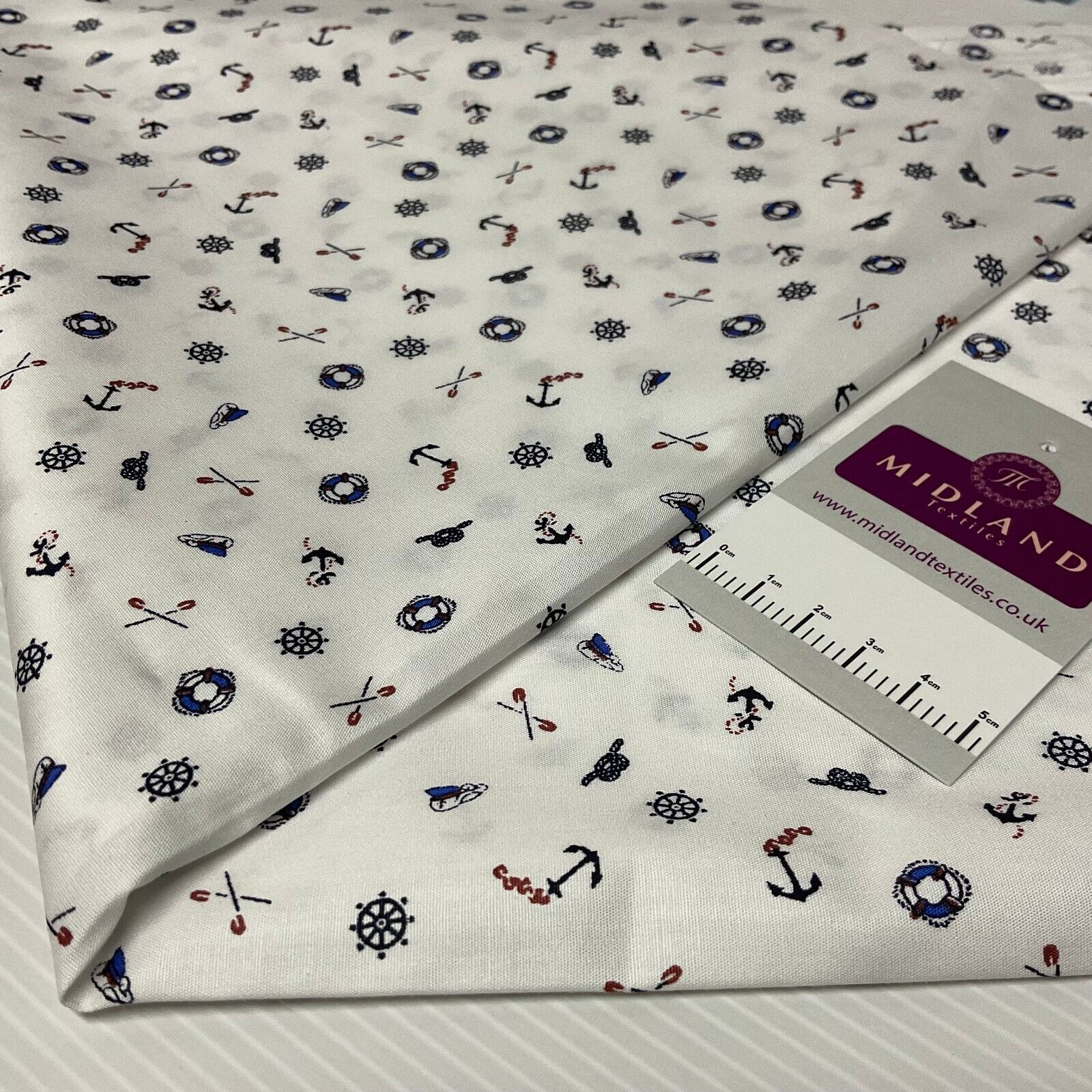 Harbour Salior Anchor Cotton Poplin dress Fabric sold by the meter M1921