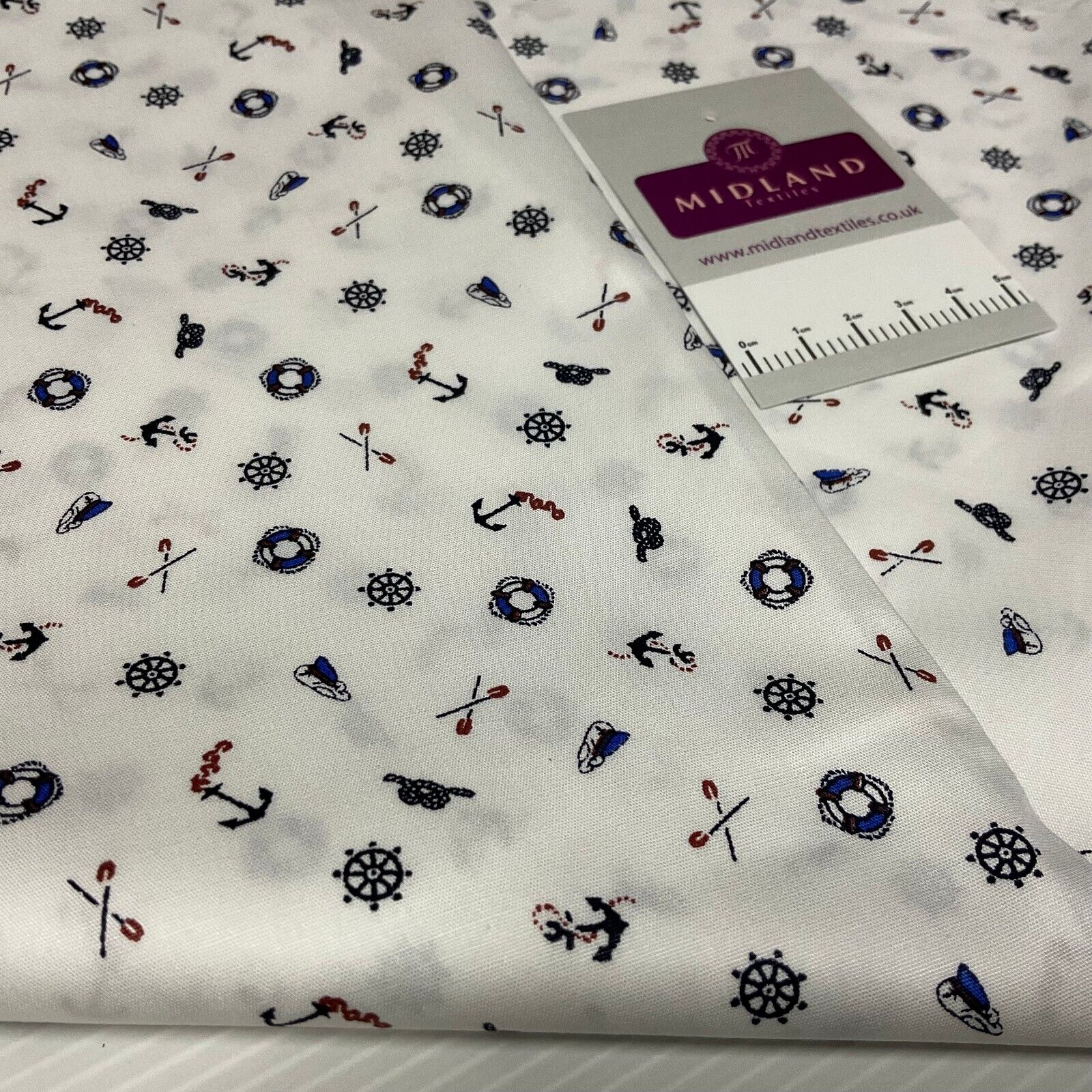 Harbour Salior Anchor Cotton Poplin dress Fabric sold by the meter M1921